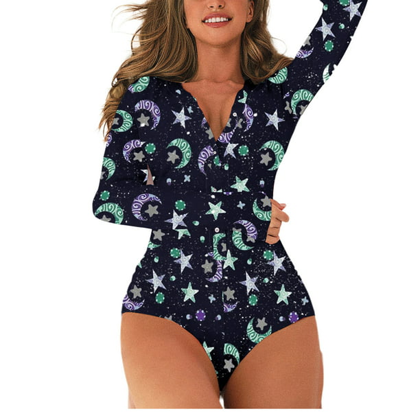 Women One-piece Deep V Neck Leotard Bodysuit Nightwear Short Rompers Pajamas Top